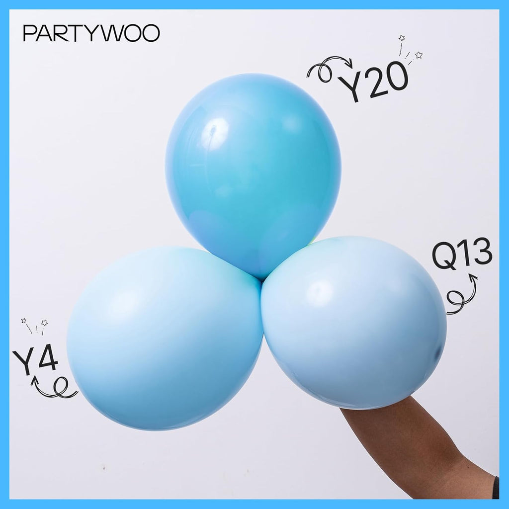 PartyWoo Baby Blue Balloon Arch Kit - 123pcs in Various Sizes for Graduation, Baby Shower & Gender Reveal Decor