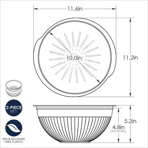 Nordic Ware 2-in-1 Colander Bowl Set, White and Sea Glass