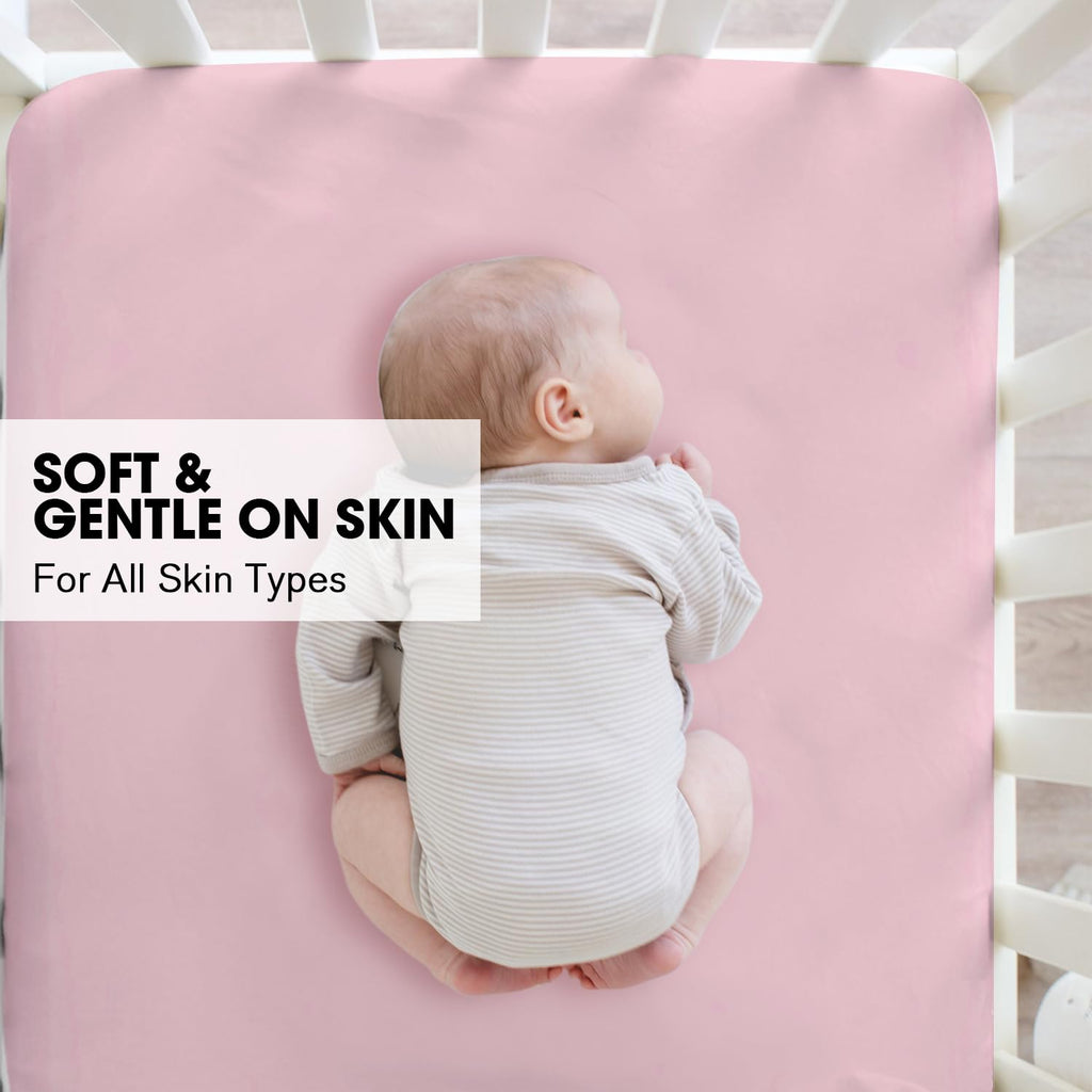 Little Grape Land Crib Sheets Girl 4 Pack, Baby Crib Sheets for Standard Crib & Toddler Mattress, Super Soft Breathable Crib Sheet Set for Girls, Floral & Butterfly