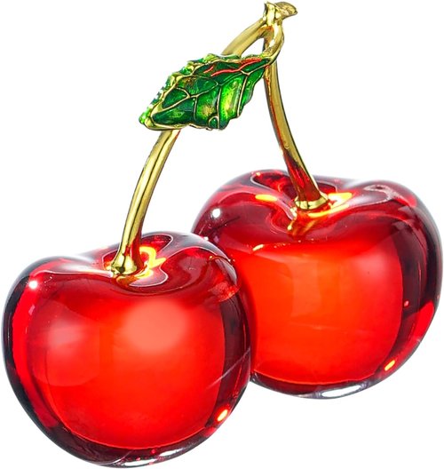 Crystal Cherry Decor - Elegant Glass Fruit Accent for Kitchen & Living Room | Red Collectible