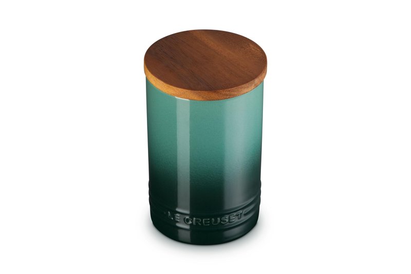 Le Creuset Signature Large Salt Cellar and Storage Canister with Wood Lid, 26 oz., White