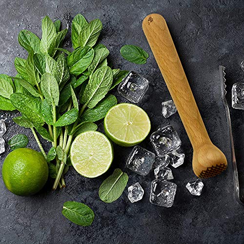 Wooden Cocktail Muddler for Bar & Kitchen - Durable Beechwood Ice Crusher & Herb Masher