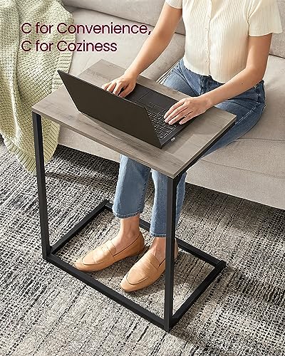C-Shaped Industrial End Table, Small Side Table for Couch or Bedside