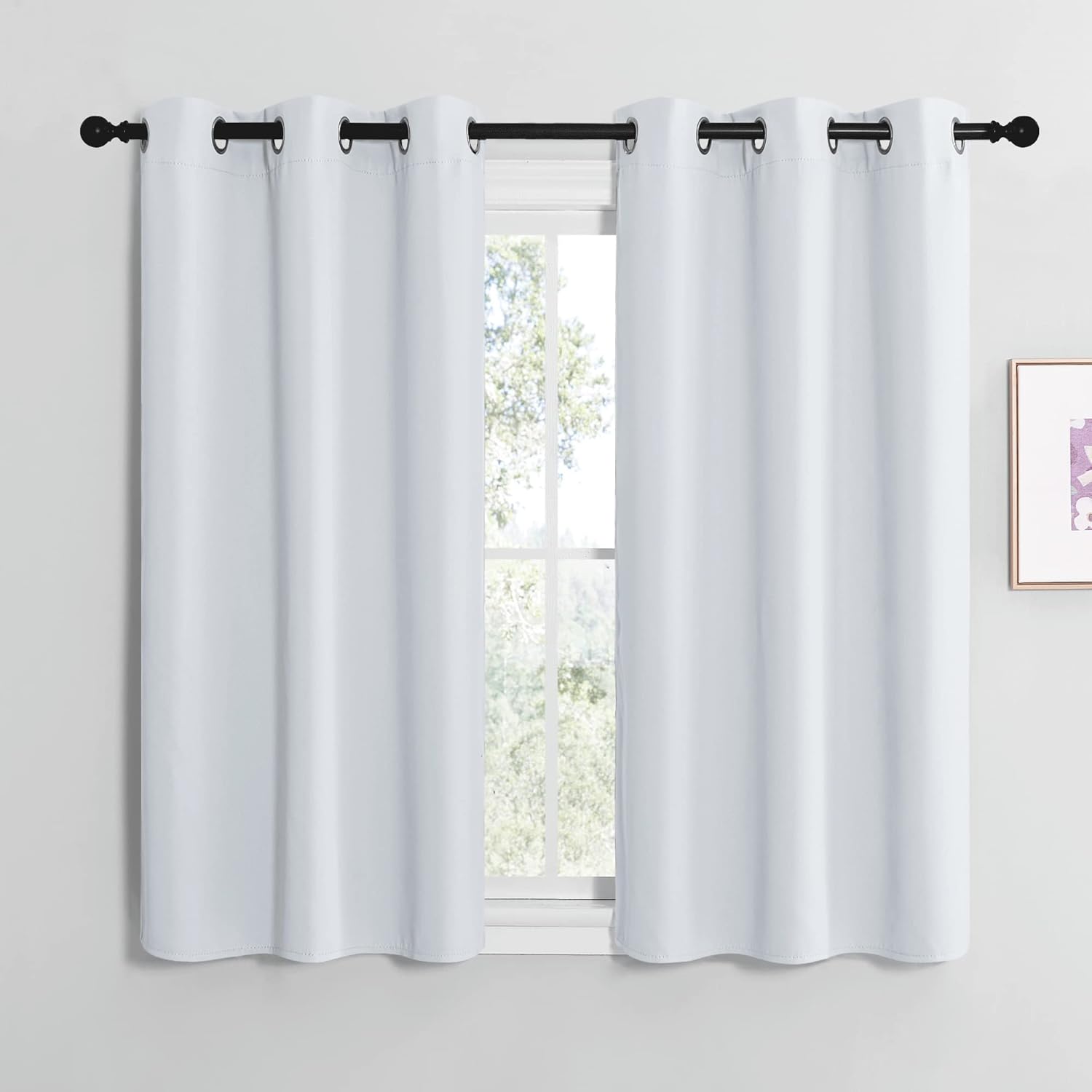 NICETOWN Room Darkening Curtain Panels - Thermal Insulated Drapes for Bedroom | Greyish White, 42" x 50" (2 Panels)