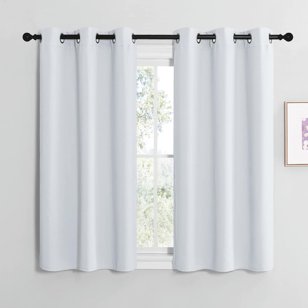 NICETOWN Blackout Curtain Panels - Thermal Insulated Grommet Top Drapes | Greyish White, 29" x 36" (2 Panels)