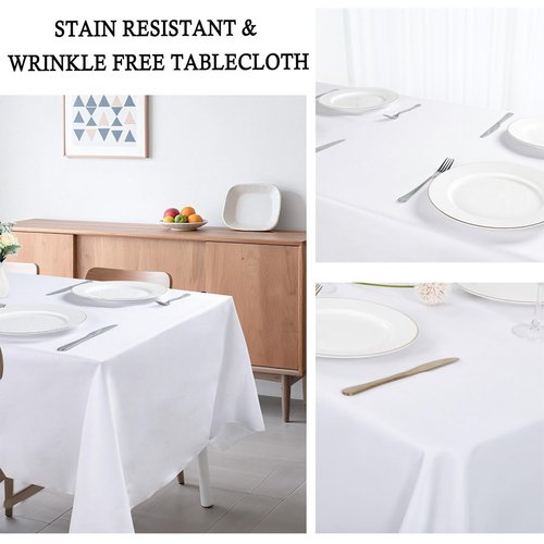 RestfulGlow 12 Pack White Tablecloth 60 x 126 Inch Rectangular Table Cloth for 8 Foot Rectangle Tables, Wrinkle Resistant Washable Fabric Polyester Table Covers for Wedding Party Banquet Buffet