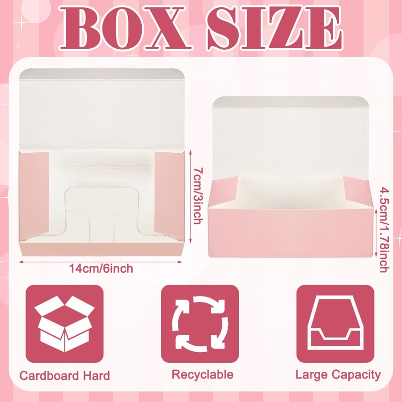 FillTouch 36 Pcs Pink Bakery Boxes 6 x 3 x 1.8 Inch Cookie Boxes Pastry Box for Cupcakes, Desserts, Cookies, Candies Donuts Cookie Containers for Party Favor and Gifts