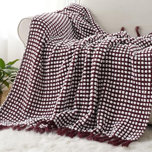 Battilo Red Textured Dot Throw Blanket 50x60 Inches - Ultra-Soft & Cozy