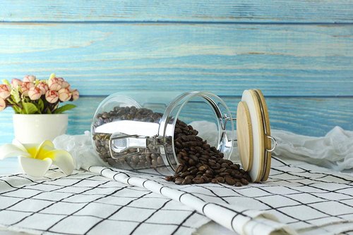 IDEALUX Glass Storage Jar with wooden Locking Clamp, Coffee Bean & Kitchen Food Container, Glass Sourdough Starter Jar (2PACK 50 OZ)