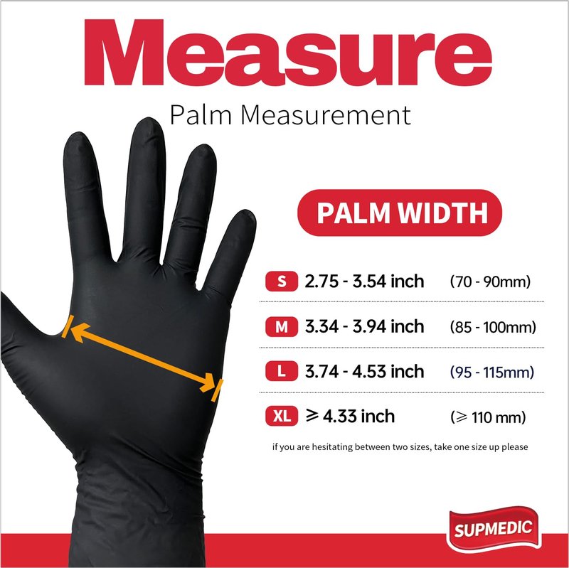 Supmedic Black Nitrile Exam Glove, 5 mil Powder-Free Latex-Free Disposable Medical Gloves, Case of 1000 Pcs (Large)
