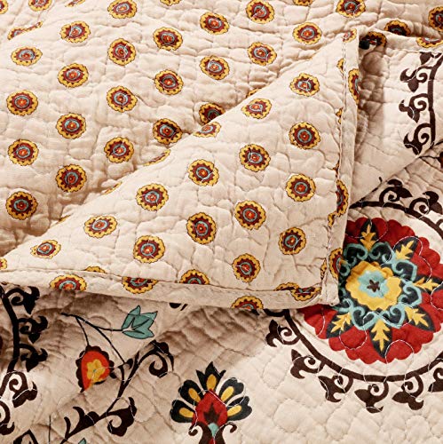 Andorra 100% Cotton Reversible Suzani Quilt Set, King Size