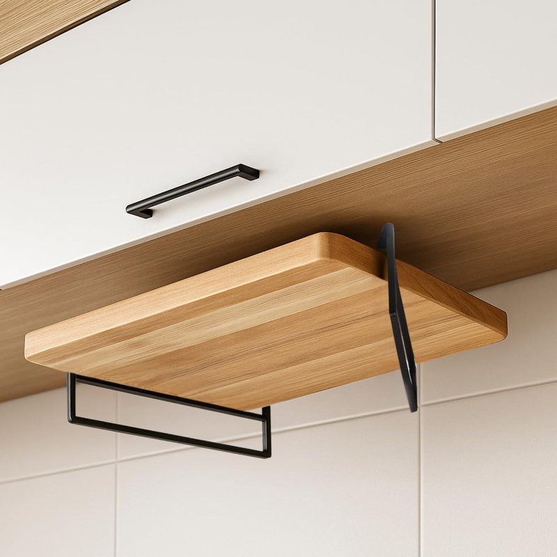 Under Cabinet Metal Cutting Board Rack - 2 Layer Vertical & Horizontal Hanger - Heavy Duty Cutting Board Holder