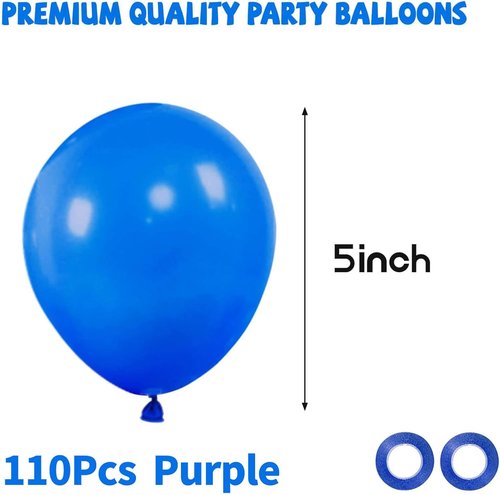 Blue Balloons | 110 Pcs Mini Thick 5-Inch Latex Party Balloons for Birthday & Baby Shower Decor