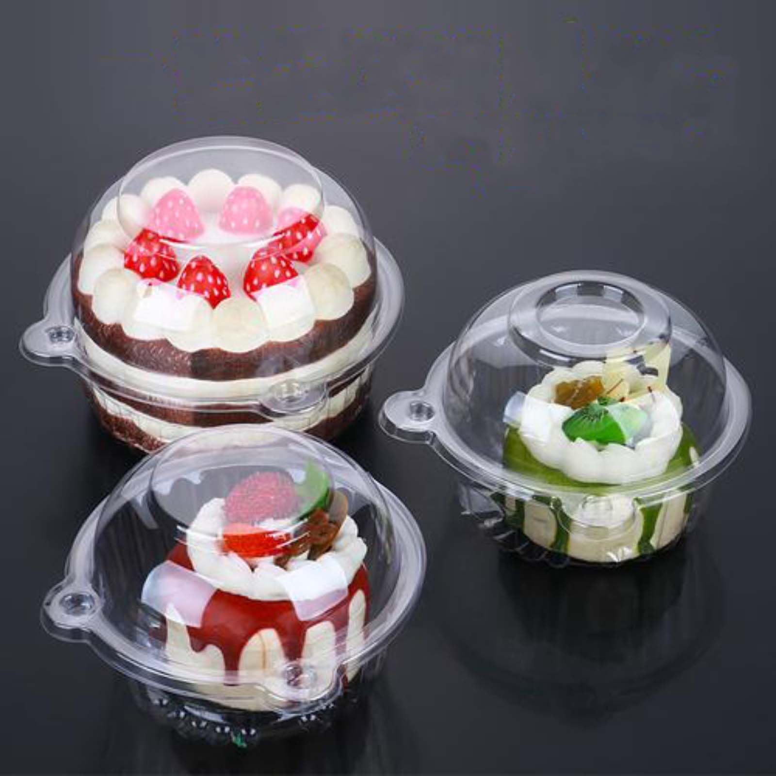 FUailiYY 100 Jumbo Muffin Containers, Clear Plastic Muffin Containers, Flip Design, Cartoon ShapeCupcake Containers（extra large）