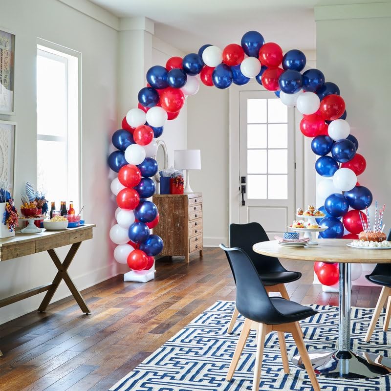 Voircoloria 12-Inch Red, White & Blue Latex Balloons - 105pcs for 4th of July Celebrations