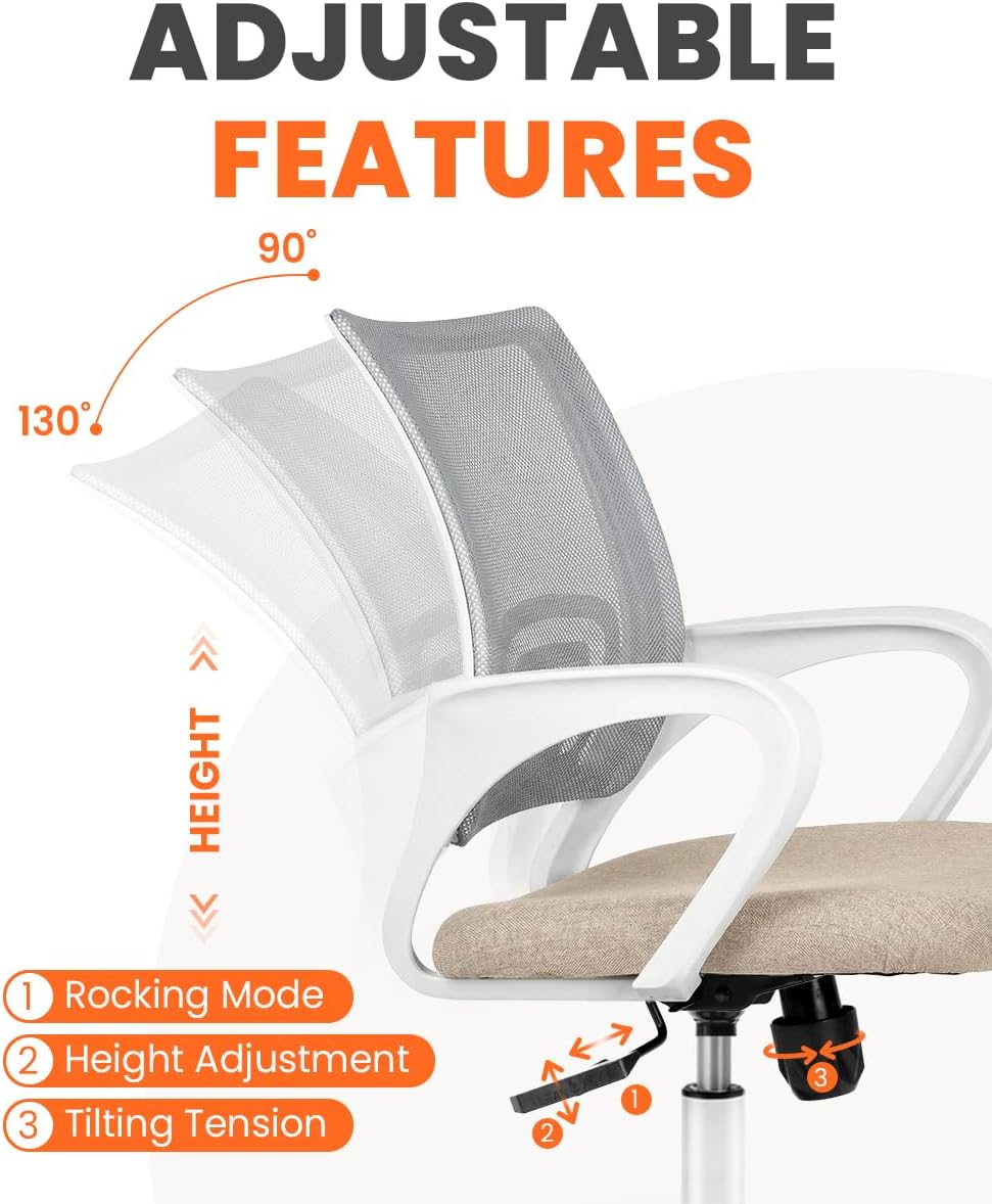 NEO CHAIR Ergonomic Office Desk Chair - Comfy Mesh Cushion with Adjustable Height & Lumbar Support | Beige
