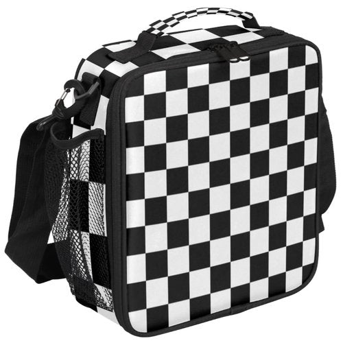 TropicalLife Kids Lunch Boxes, Insulated Lunch Bag for Kids with Adjustable Shoulder Strap, School Lunch Box Container for Boys and Girls, Reusable Adults Lunch Tote for Work (Checkerboard)