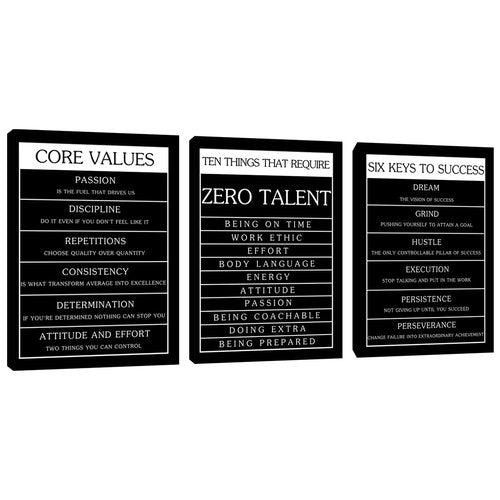 Motivational Office Wall Decor Inspirational Wall Art Set Pictures for Living Room Wall Decorations 3 Pieces Canvas Poster Wall Prints Framed Paintings Artwork Bedroom Art Wall Decor (48''W x 24''H)