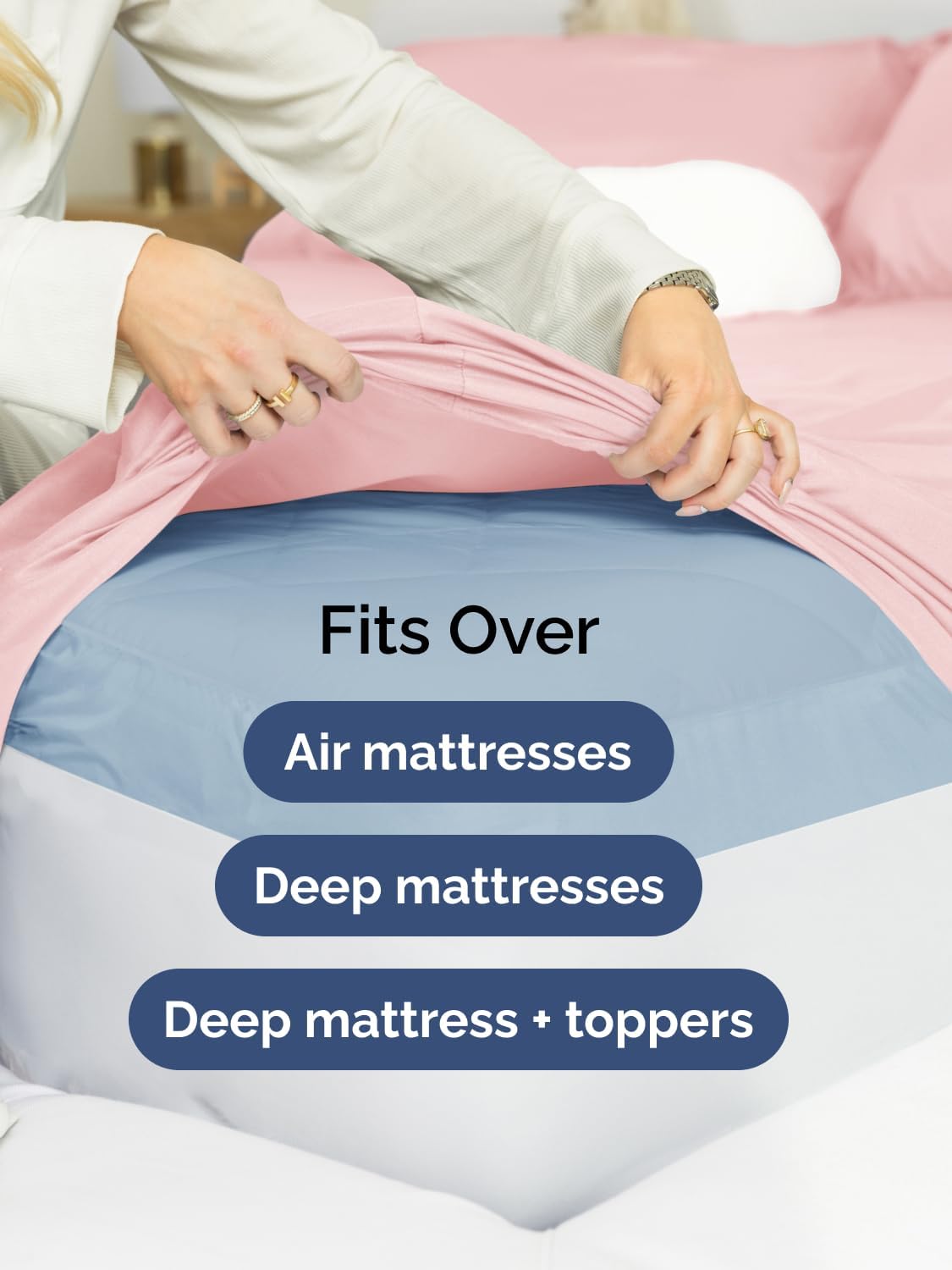 Skiennix Extra Deep Twin XL Sheet Set | 4-Piece Breathable Cooling Bedding - Soft, Wrinkle-Free Baby Pink