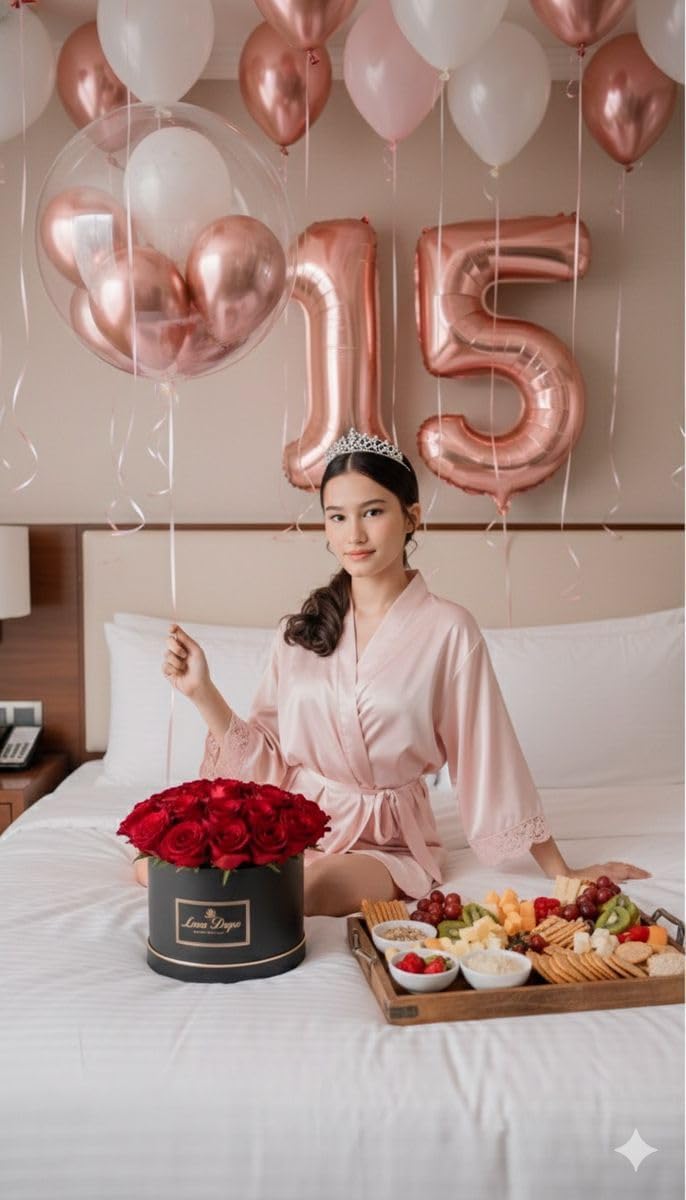 Regine Switzerland 40-Inch Rose Gold Number 15 Balloons - Perfect for 15th Birthday & Anniversary Celebrations
