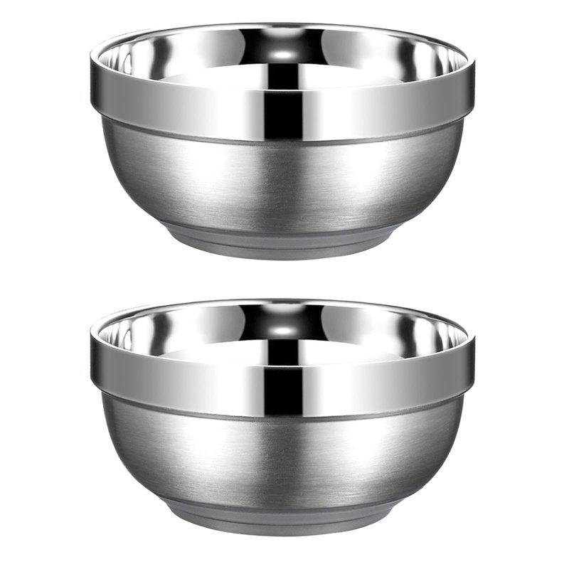 Yalin Set of 2 Heat Insulated Stainless Steel Bowls, SUS 304, Double Walled Multipurpose Metal Mixing Bowls, Perfect Snack Bowls for Serving Ice Cream or Hot Soup, Cereal, Noodles, Salad (30 oz)