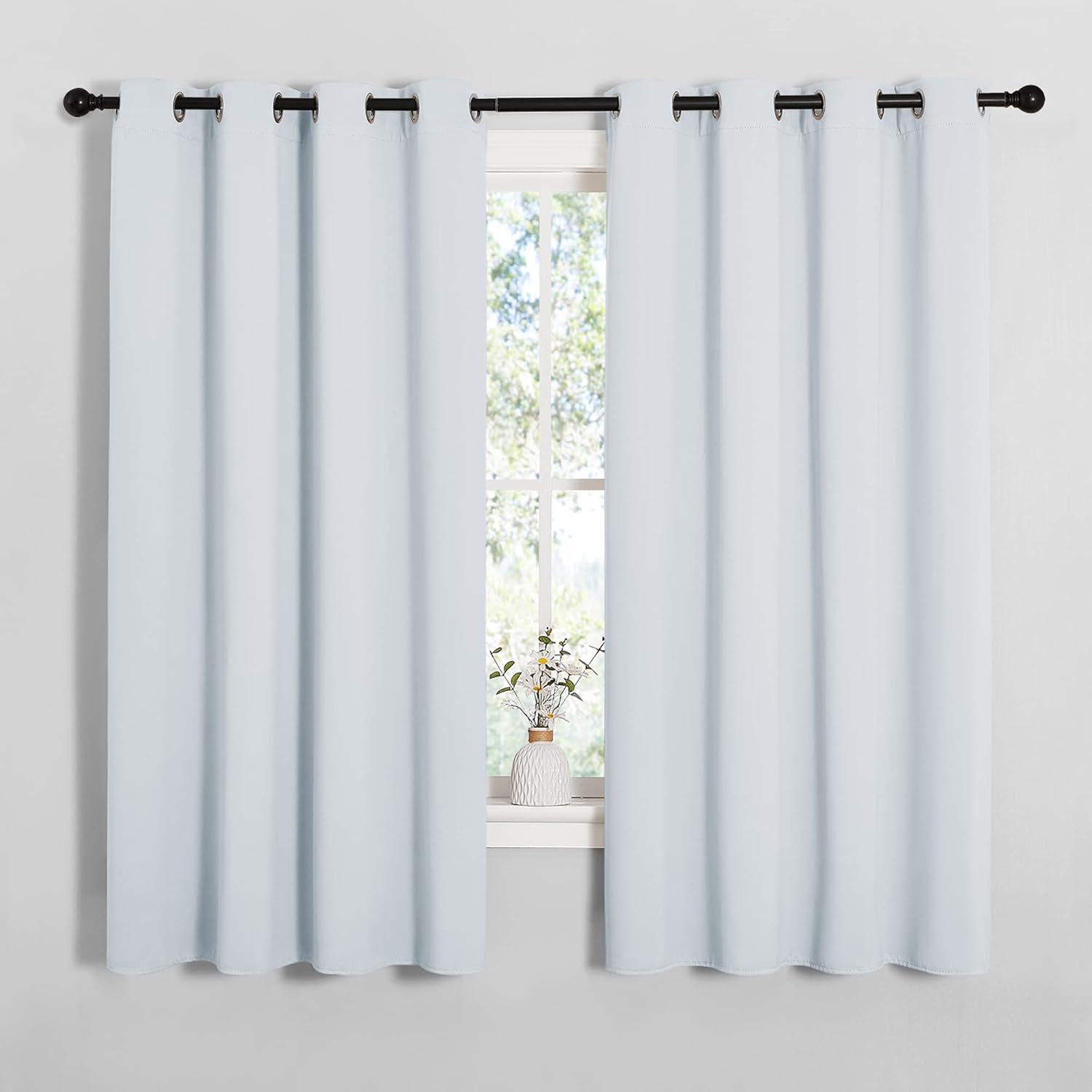 NICETOWN Blackout Curtain Panels - Thermal Insulated Grommet Top Drapes | Greyish White, 2 Panels, W55 x L57-Inch