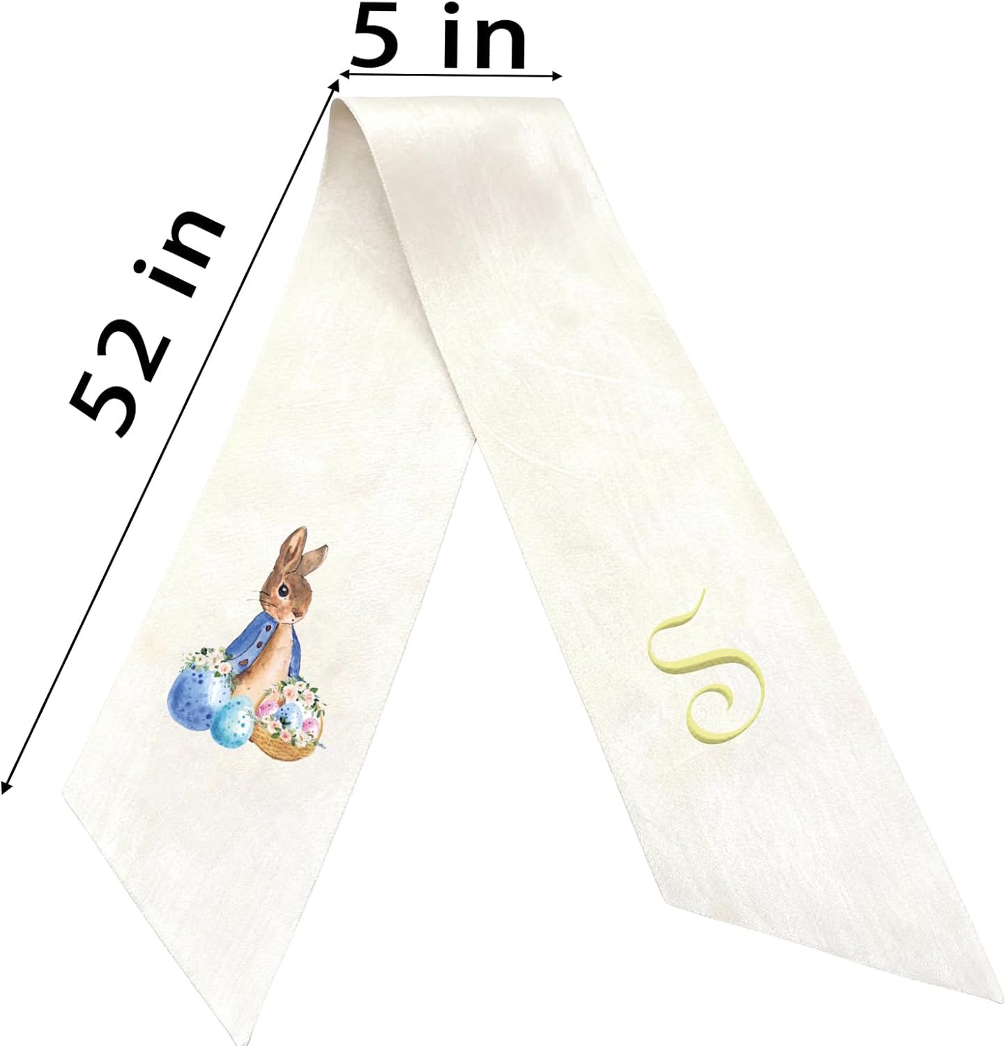 Skiennix Rabbit Easter Wreath - Custom Embroidered Monogram Bunny Sash for Front Door Decor (Small)