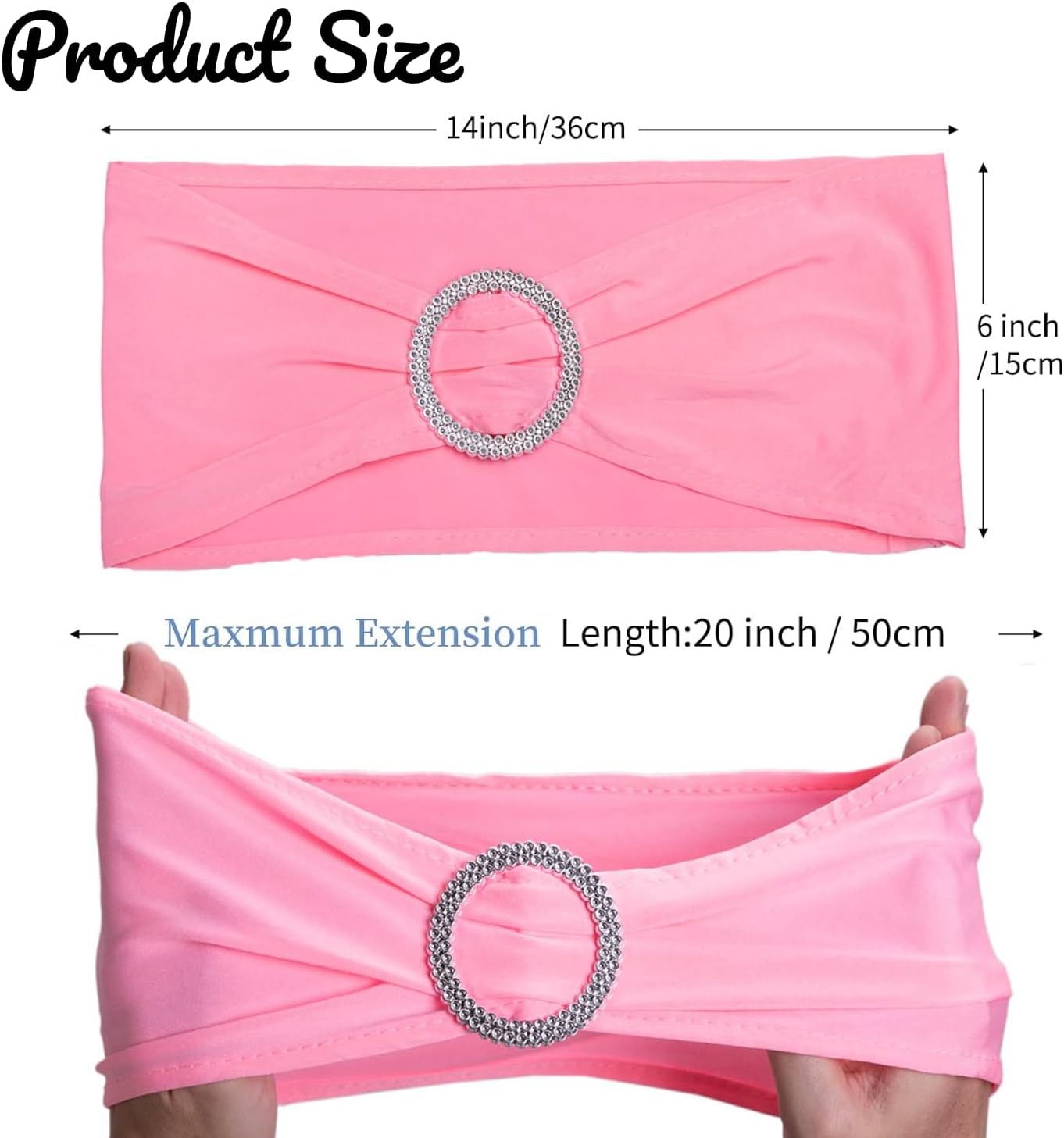 Regine Switzerland Pink Chair Sashes - 30 Pack Stretch Spandex with Elastic Bow for Weddings & Events