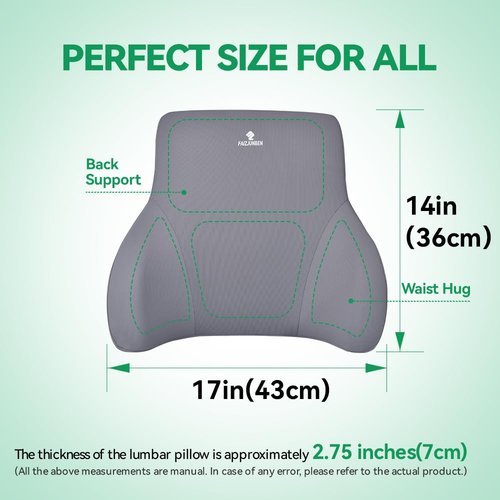 FAIZJUNBEN Lumbar Support Pillow, Memory Foam Cushion, Improve Posture and Relieve Low Back Pain, Lumbar Support for car Seats, Gaming Chairs, Office Chairs, wheelchairs