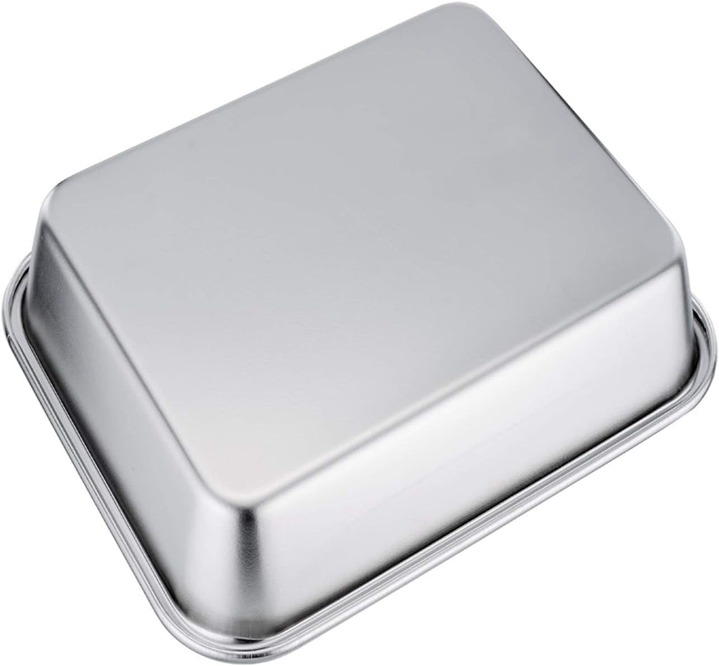 TeamFar Rectangular Cake Pan - Stainless Steel Brownie & Lasagna Casserole | 8"x10"x3", Rust-Free & Easy Clean