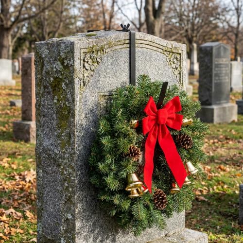 Black 4 Pcs Christmas Headstone Wreath Hanger Adjustable Cemetery Wreath Holder