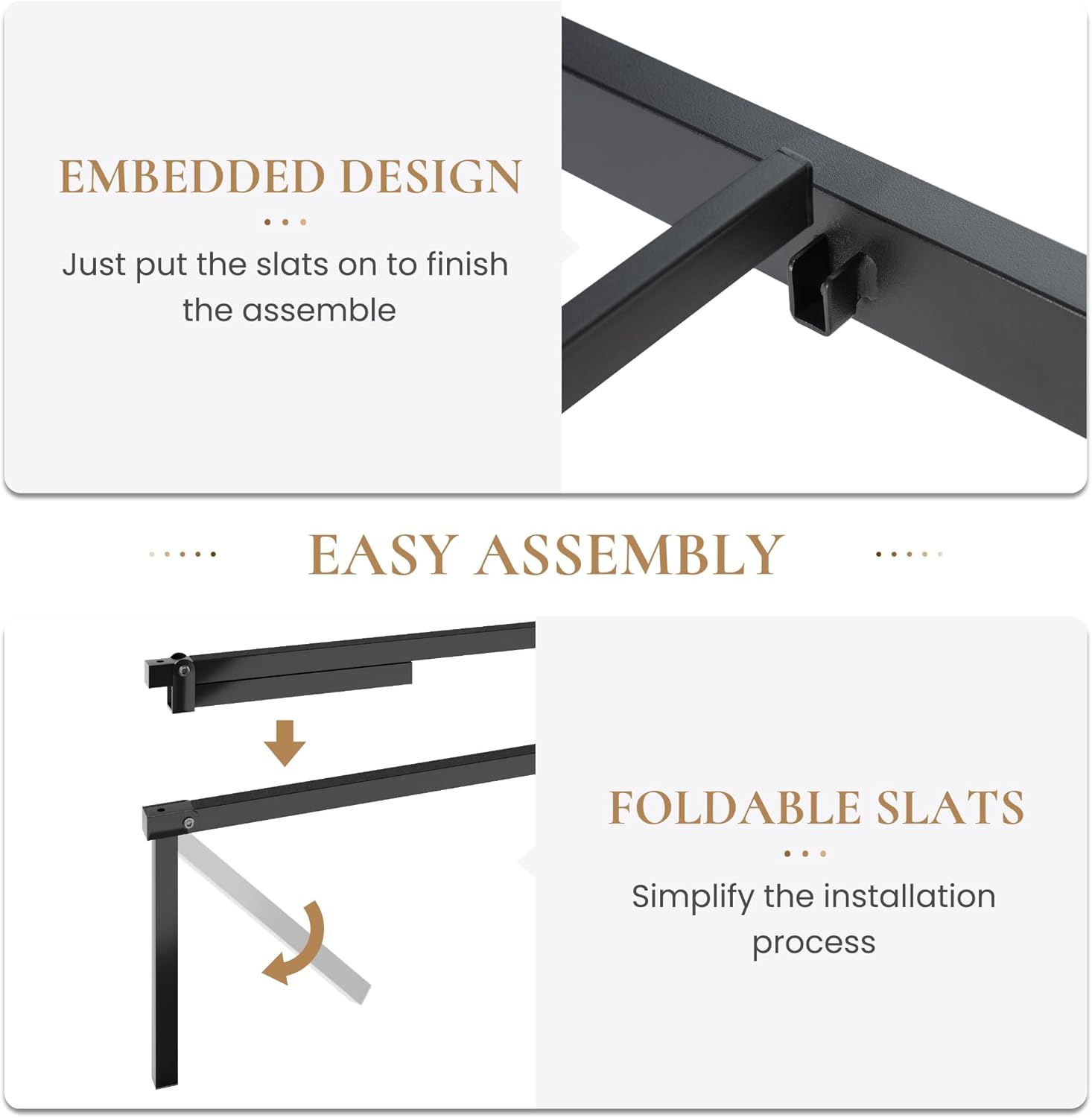 SHA CERLIN Queen Bed Frame - Metal Platform Design with Victorian Iron Headboard & Footboard | Easy Assembly, Black