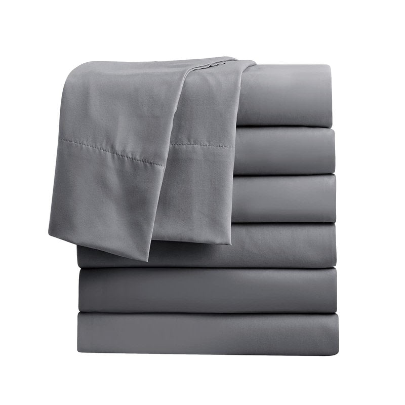 FreshCulture King Flat Sheets Only, Pack of 6, Soft Microfiber Bedding Sheets for Home, Salons, Hotels, Bulk Flat Sheets Only King Size (Dark Grey)