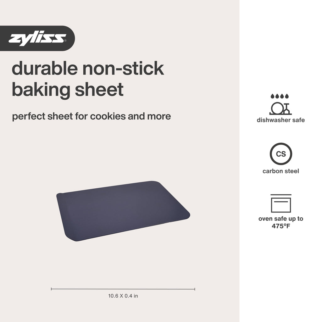 Zyliss E980192 Non-Stick Baking Sheet | Carbon Steel | Dark Blue | Baking Tin/Bakeware/Roasting | Dishwasher Safe | 5 Year Guarantee