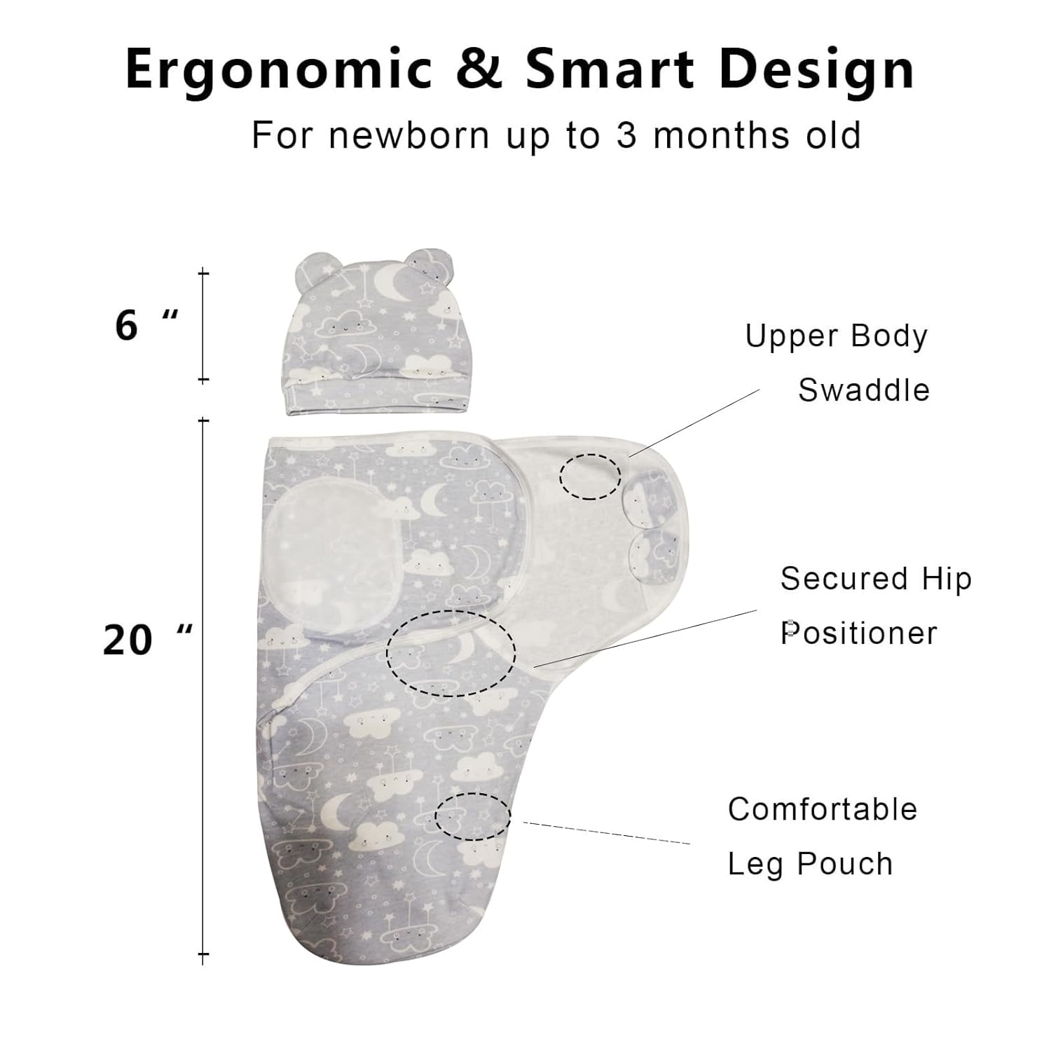 Skiennix Organic Swaddle Sleep Sacks - Ergonomic Newborn Blankets 0-3 Months | 3-Pack Set