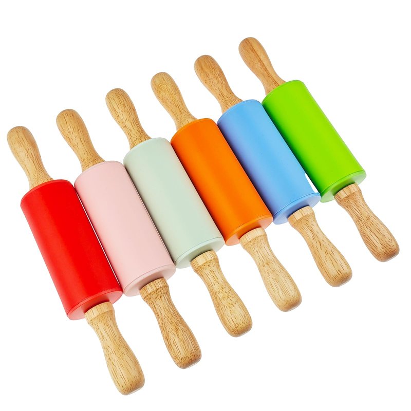 Miokun 12 Pack Small Rolling Pin for Kids, 9 Inch Kids Rolling Pin for Home Kitchen (6 colors)
