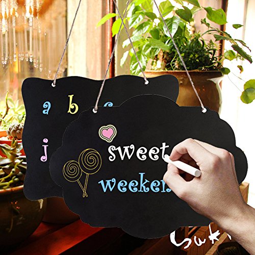8x10 Inch Double Sided Chalkboard Signs with Hanging Strings, 4 Pack