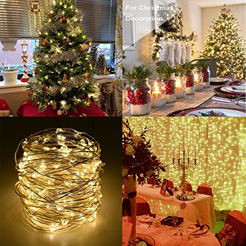 2-Pack Warm White LED Fairy Lights with Remote & Timer - 16.4ft Silver Wire