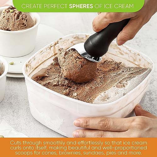 Heavy Duty Metal Ice Cream Scoop with Soft Grip Handle