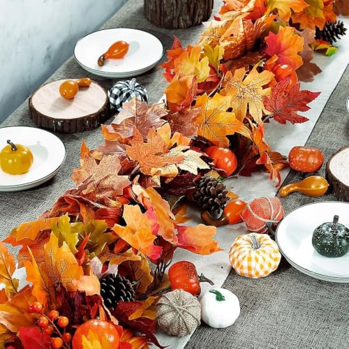 3 Pack Artificial Fall Maple Leaf Garland - 5.9ft Autumn Hanging Vines