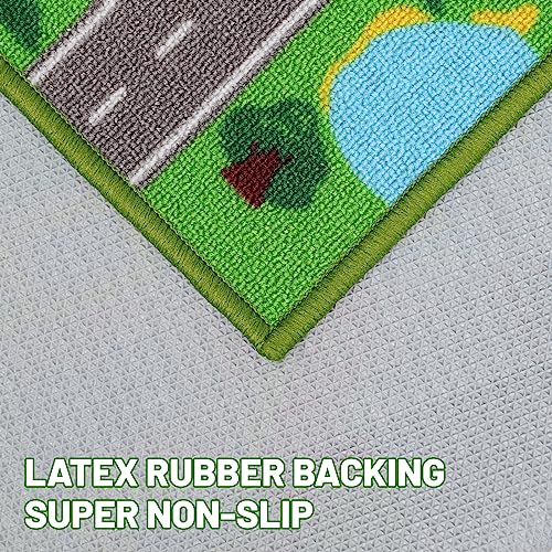 City Road Map Play Rug for Kids - 59 x 39.4 Inch Non-Slip Playmat