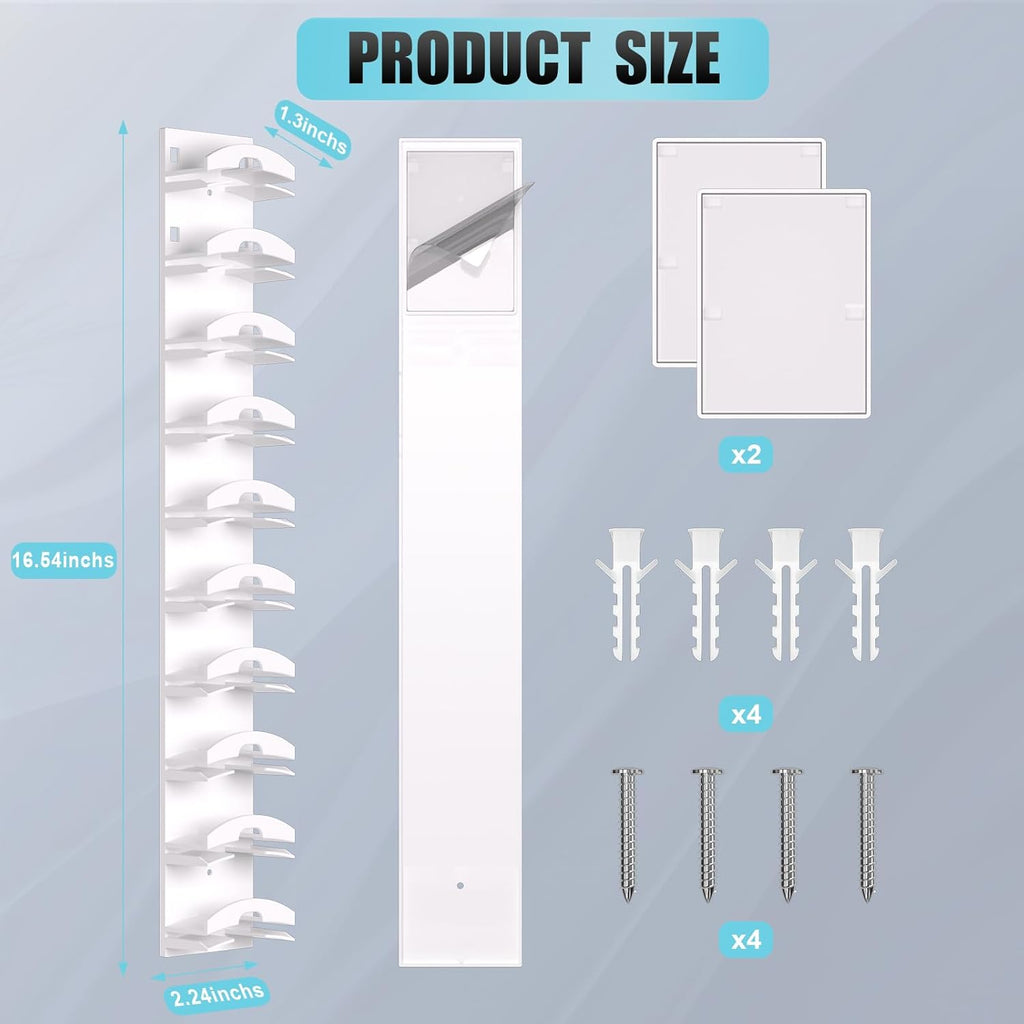 Skiennix Hat Organizer - Wall-Mounted Rack for Up to 20 Baseball Caps | Strong Adhesive, 2-Pack, White