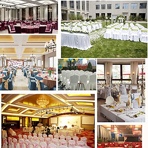 Stretch Dining Room Chair Covers Set of 2 - White Spandex Slipcovers with Skirt