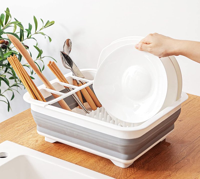 udNmlaiebot Drying Rack Kitchen, Dish Drying Rack, Dish Racks for Kitchen Counter, Dish Rack, Collapsible Dish Drying Rack—Suitable for Kitchens, motorhomes, Yachts, Campers (Off-White)