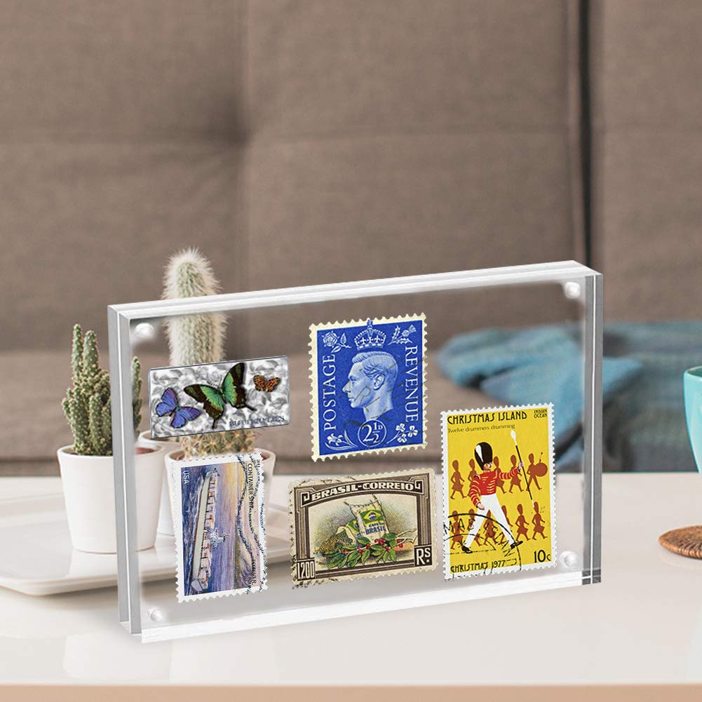 ILYXY 3 Pack Acrylic Frame 8x10, 20% Thicker, 24mm Thick Frameless Clear Picture Frame, Double Sided Magnetic Photo Frame, Free Standing Desktop Display Stand Acrylic Picture Frames