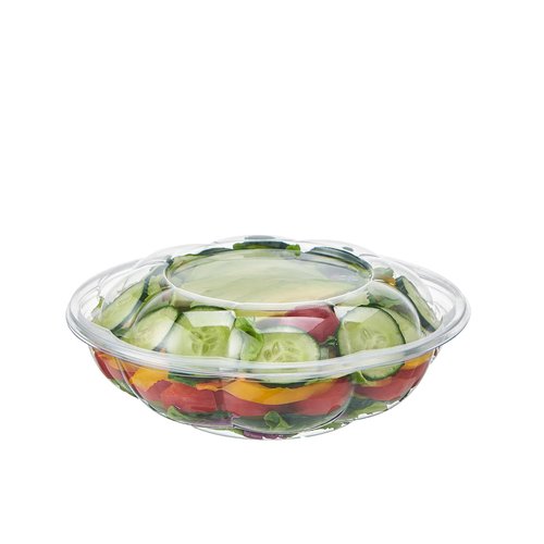 FULING [18 oz. 50 Sets Clear Plastic Salad Bowls with Airtight Lids Disposable To Go Mixing Containers Serving for Fruit, Quinoa, Lunch and Meal Prep