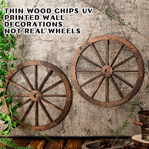 12-Inch Wooden Wagon Wheel Decor - Rustic Wall Art for Home and Party, 2 Pack