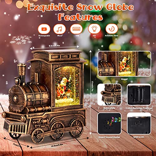 Musical Christmas Snow Globe Train Lantern with Snowflake Projection & 6H Timer