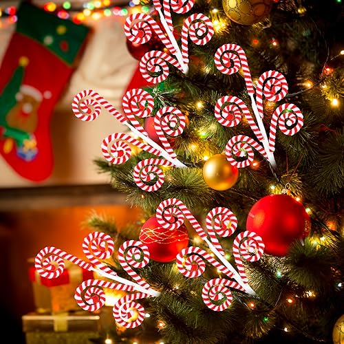Gerrii 12-Pack Red & White Candy Cane Christmas Tree Decorations 16" Tree Picks