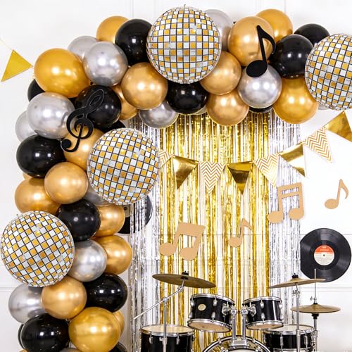 TONIFUL 8pcs 22-Inch Gold Disco 4D Giant Foil Balloons for Party Decorations